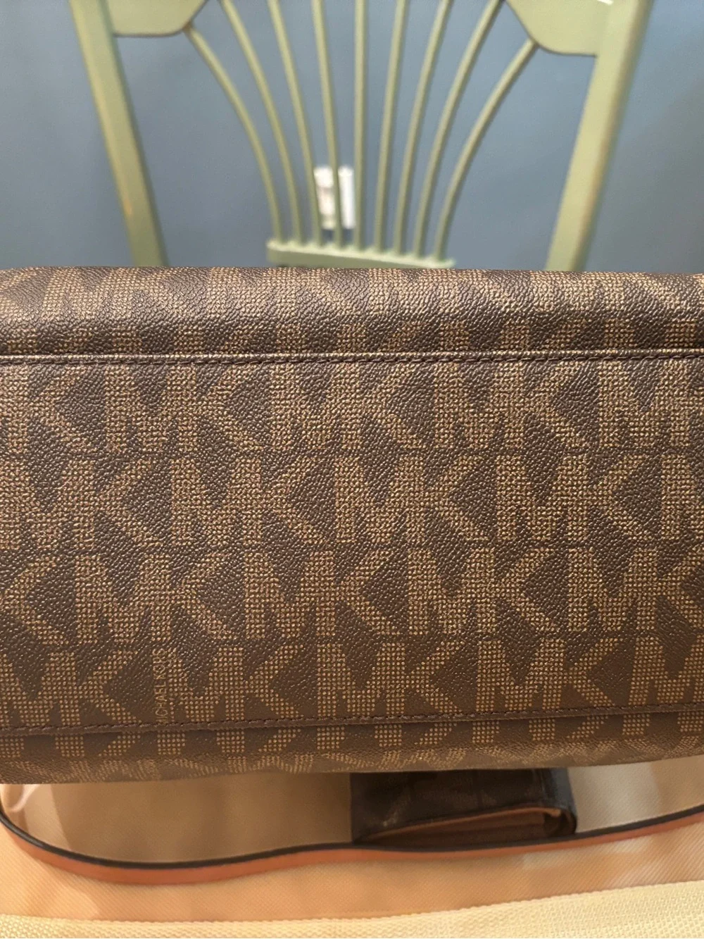 Michael Kors Hamilton Brown Signature MK Logo Large Tote Shoulder Bag